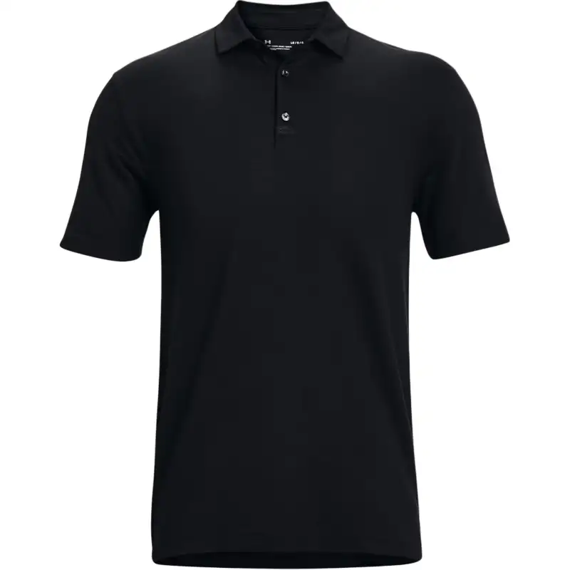 Under Armour Luxe Polo Shirts Men's Black Polo Collar Moderate Straight Fit