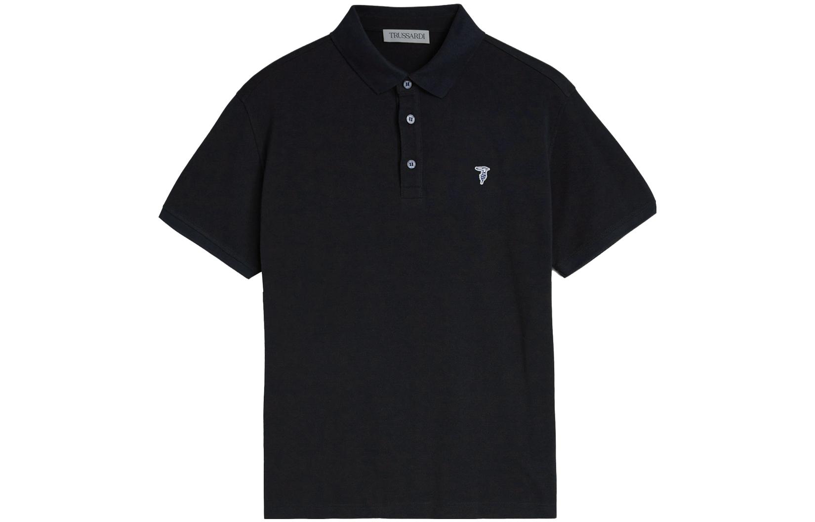 TRUSSARDI Труссади чистый цвет короткий рукав рубашка поло мужской стиль черный