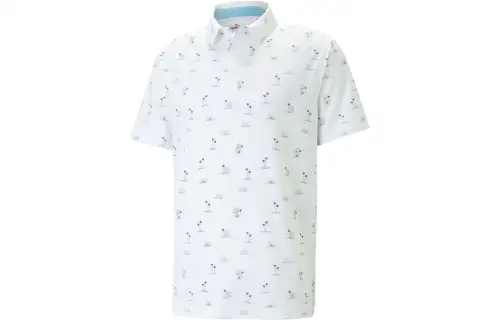 PUMA Polo Shirts Men's White Polo Collar Moderate Straight Fit