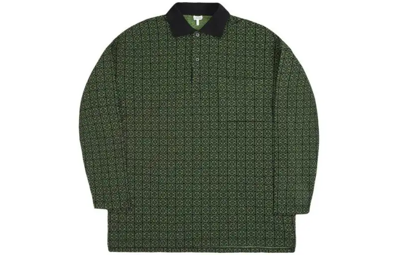 LOEWE Anagram Jacquard Long Sleeve Polo Shirt