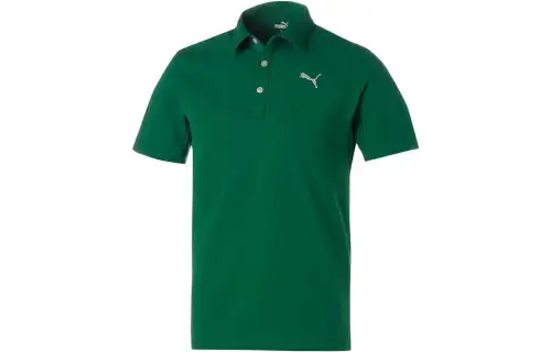 PUMA Polo Shirts Men's Green Polo Collar Moderate Straight Fit