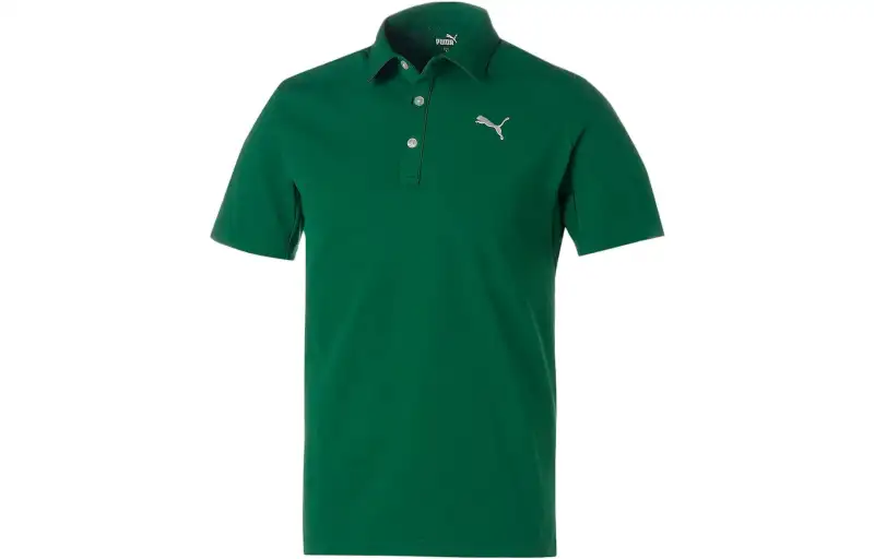 PUMA Polo Shirts Men's Green Polo Collar Moderate Straight Fit