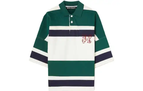 PALM ANGELS Monogram Embroidered Short Sleeved Polo Shirt