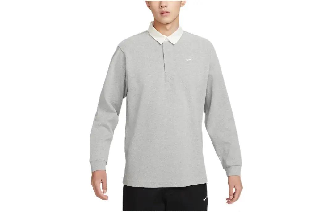 Nike Polo Shirts Men's Gray Polo Collar Moderate Straight Fit
