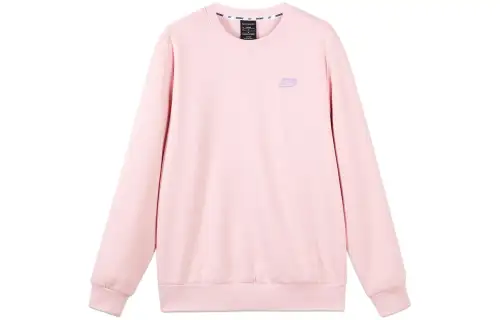 Skechers Solid Color Crew Neck Fleece Lined Thermal Sports Sweatshirt Unisex Gray Pink