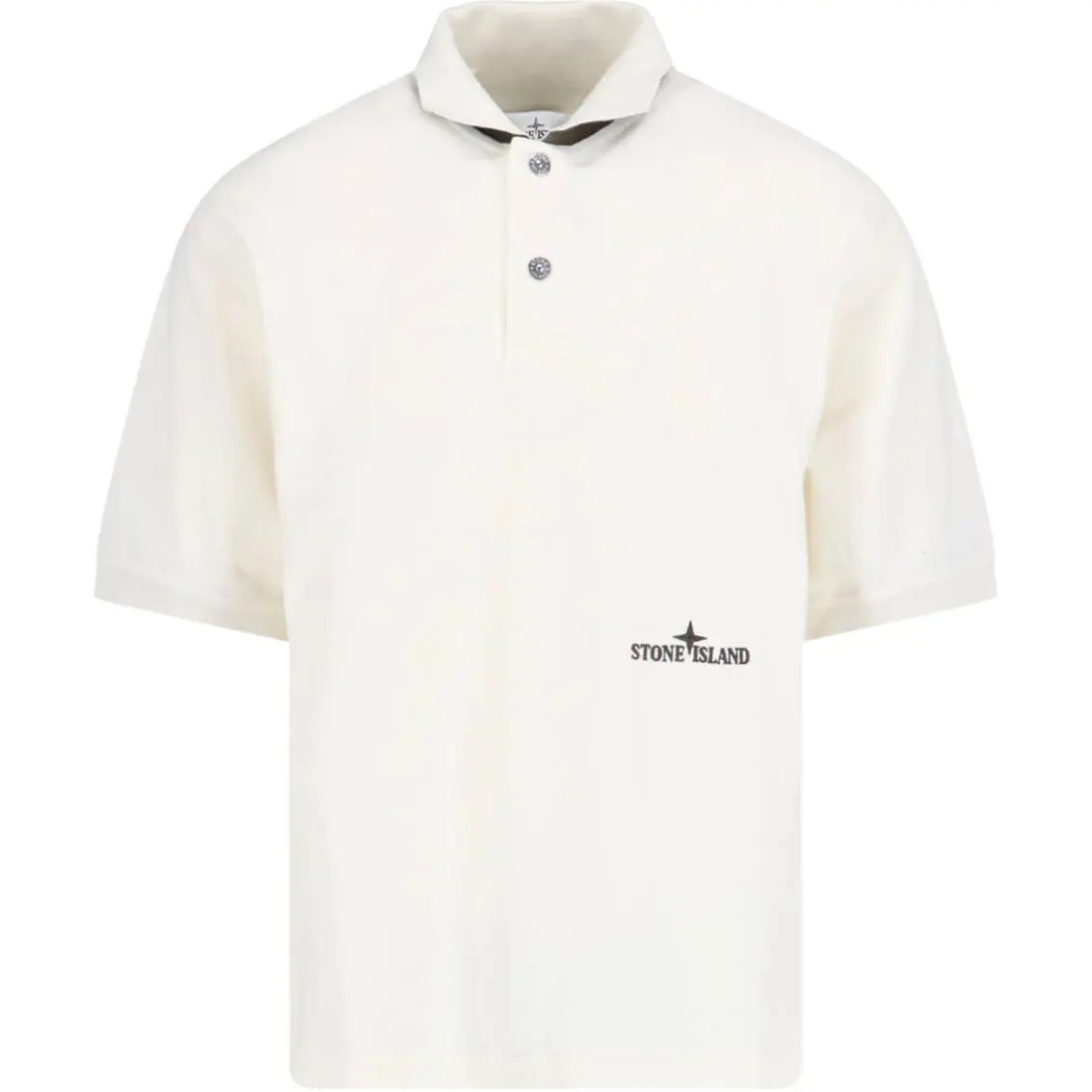 STONE ISLAND Logo Embroidered Short Sleeved Polo Shirt