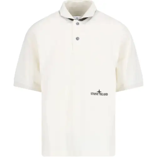 STONE ISLAND Logo Embroidered Short Sleeved Polo Shirt