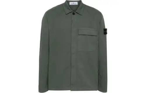 STONE ISLAND Shirts Men's Green Lapel Moderate Other