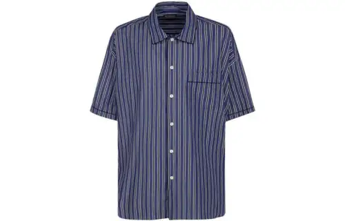 Balenciaga Shirts Men's Blue Lapel Moderate