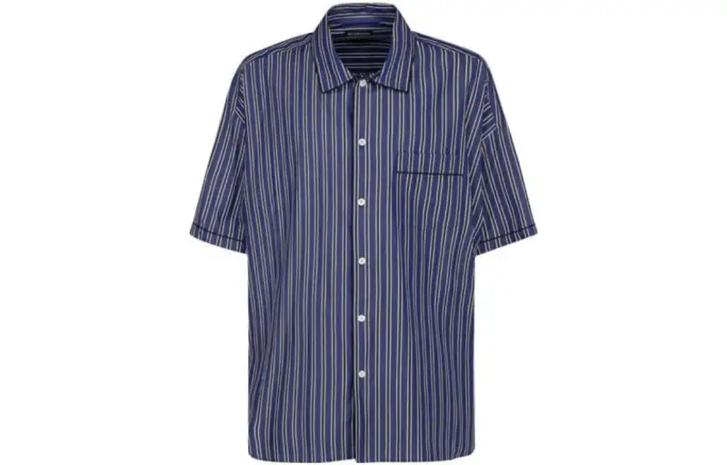Balenciaga Shirts Men's Blue Lapel Moderate