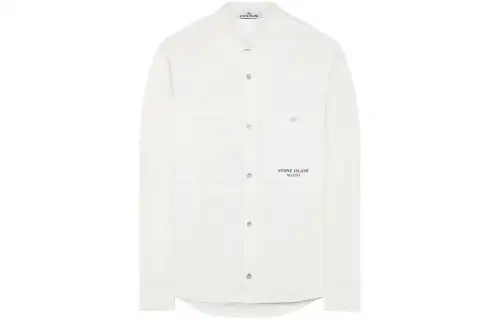 STONE ISLAND Logo Printed Striped Overshirt