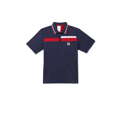 FILA Essentials Polo Shirt Men's Marine Blue Red White
