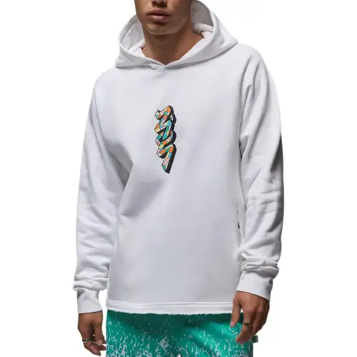Jordan Zion FW24 Fleece Pullover Hoodie Sweatshirt Men's White