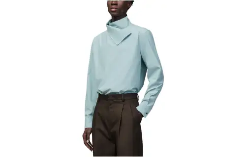 HERMES Shirts Men's Green Turtleneck Moderate