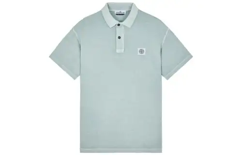 STONE ISLAND Polo Shirts Men's Light Blue Polo Collar Moderate Other