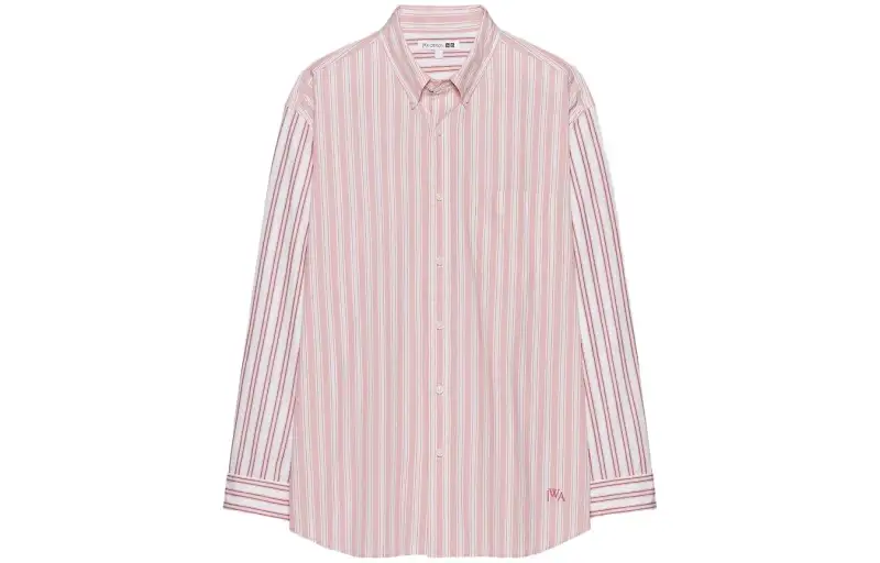 UNIQLO X JW Anderson joint SS23 spring and summer series striped printed lapel loose long-sleeved shirt men's pink