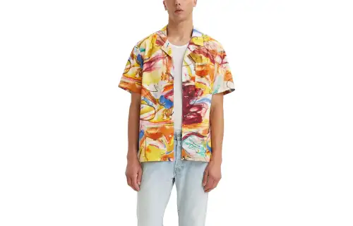 Levis Shirts Men's Orange Cuban Collar Moderate Other