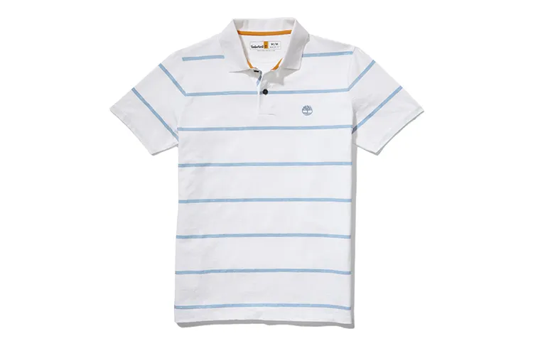 Timberland Men's Striped Pullover Short-Sleeve Polo Shirt White