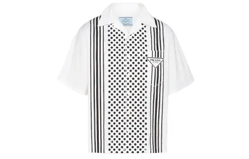 PRADA Shirts Men's White Stand Collar Moderate Other