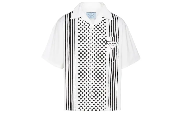 PRADA Shirts Men's White Stand Collar Moderate Other