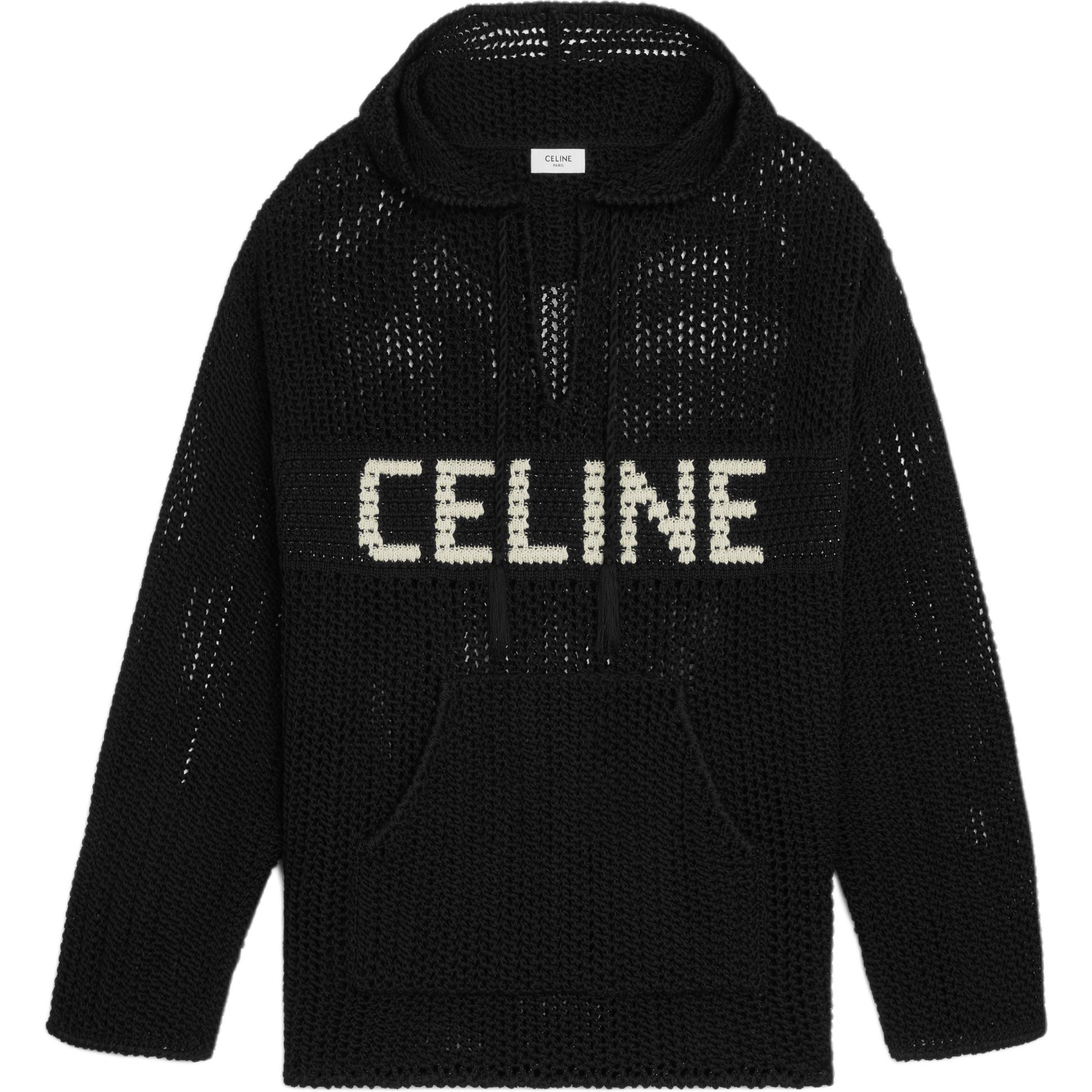 CELINE Sweatshirts Men's Black Hooded Moderate Regular