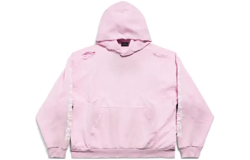 Balenciaga Logo Printed Distressed Hoodie