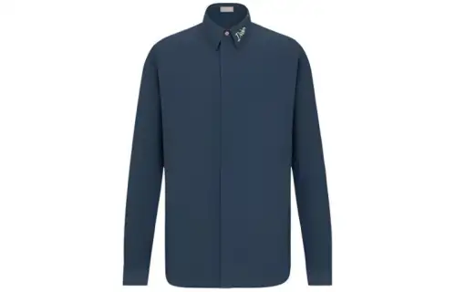 DIOR Quarterly New Products Shirts Men's Blue Lapel Moderate Shirt