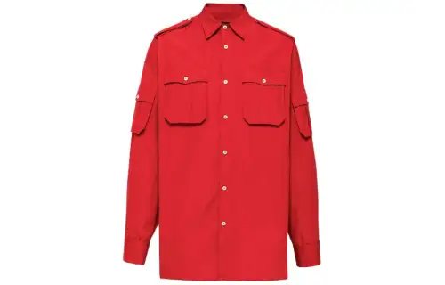 PRADA Shirts Men's Red Pointed Collar Moderate Other