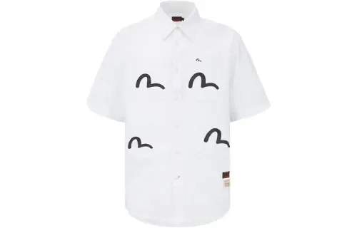 EVISU Shirts Men's White Polo Collar Moderate Other