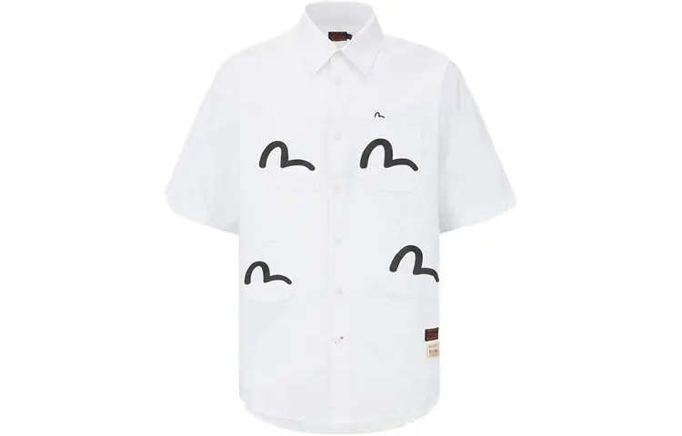 EVISU Shirts Men's White Polo Collar Moderate Other