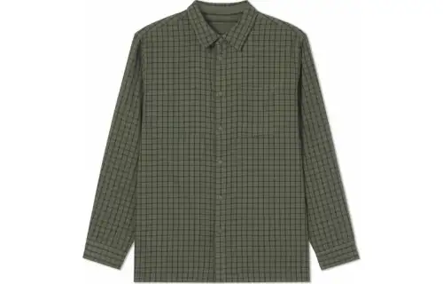 Aigle DFT color matching striped plaid printed hygroscopic perspiration casual reversible long sleeve shirt men bush green