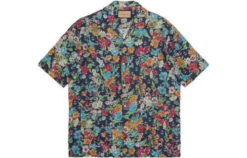 GUCCI Shirts Men's Multicolor Cuban Collar Moderate Other