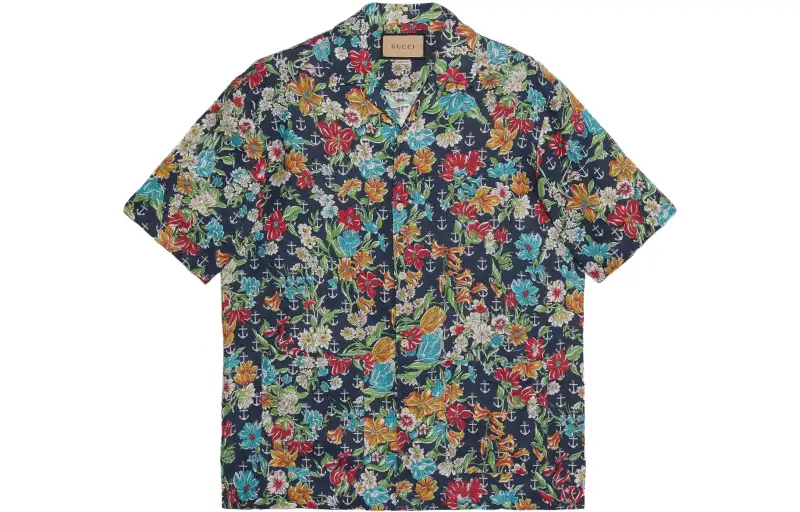 GUCCI Shirts Men's Multicolor Cuban Collar Moderate Other