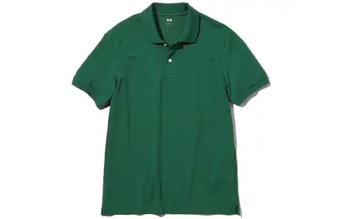 UNIQLO Polo Shirts Men's Green Polo Collar Moderate Straight Fit