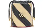 GUCCI GG Marmont Leather Bucket Bag, Shoulder Bag, Crossbody Bag, Handbag Mini Women's Black/Beige