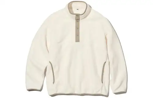 UNIQLO Sweatshirts Unisex Ivory Stand Collar Moderate Other