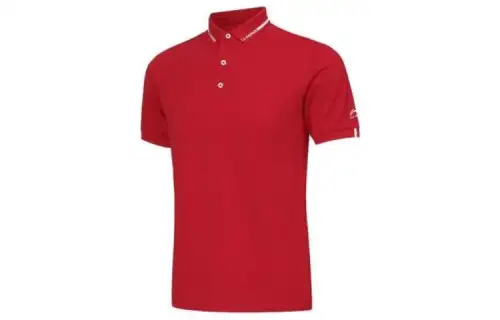 Li Ning Polo Shirts Unisex Bull Red Polo Collar Moderate Straight Fit