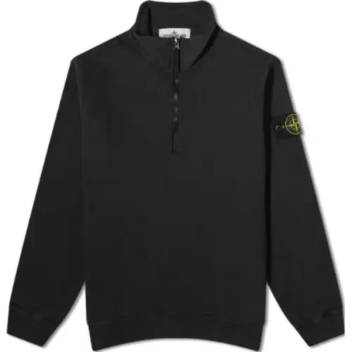 STONE ISLAND Sweatshirts Men's Black Stand Collar Moderate Regular