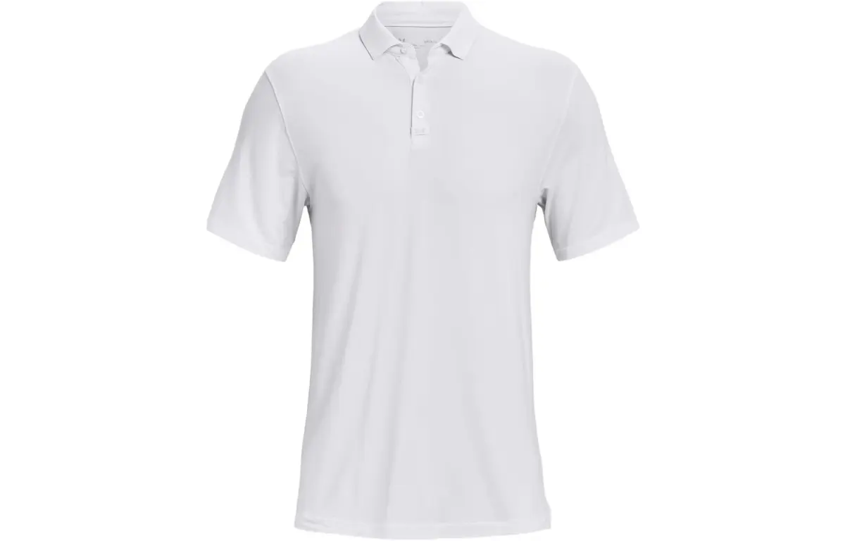 Under Armour Luxe Polo Shirts Men's White Polo Collar Moderate Straight Fit