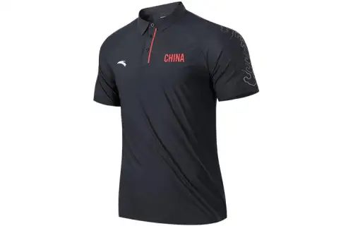 ANTA Polo Shirts Men's Black Polo Collar Moderate Straight Fit