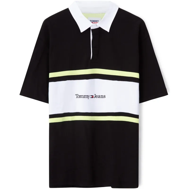 Tommy Hilfiger Polo Shirts Men's Black White BDS Polo Collar Moderate Straight Fit