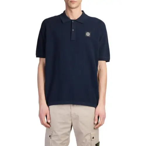 STONE ISLAND Short Sleeved Knitted Polo Shirt