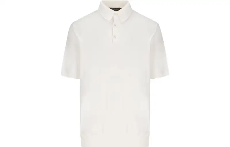 Loro Piana Polo Shirts Men's Ecru Polo Collar Moderate Straight Fit