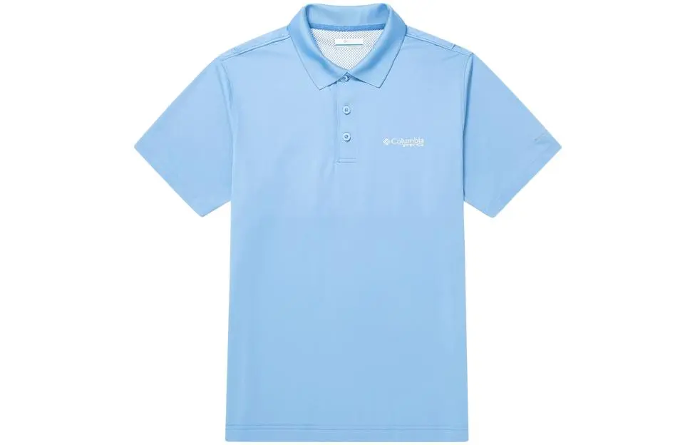Columbia Polo Shirts Men's Sky Blue Polo Collar Moderate Straight Fit