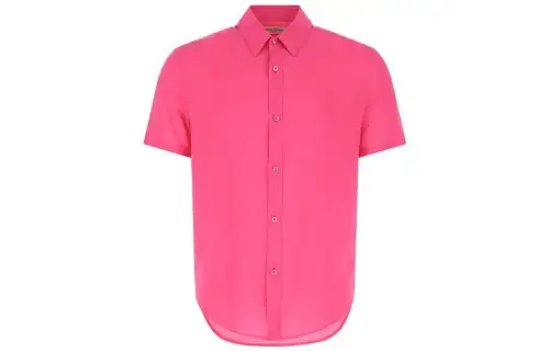SAINT LAURENT Shirts Men's Pink Lapel Moderate Straight Fit
