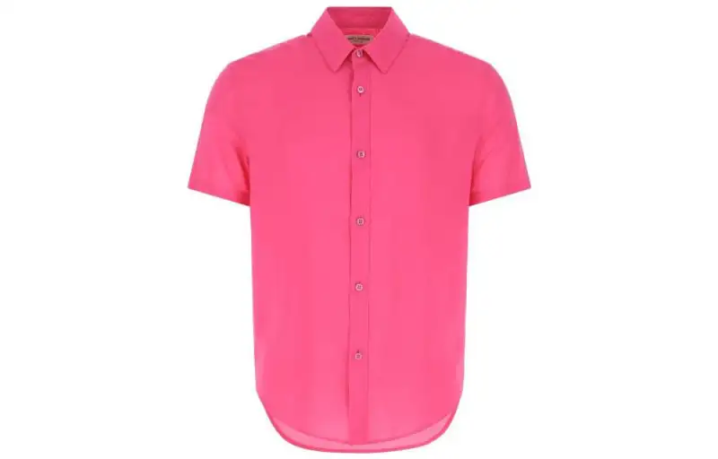 SAINT LAURENT Shirts Men's Pink Lapel Moderate Straight Fit