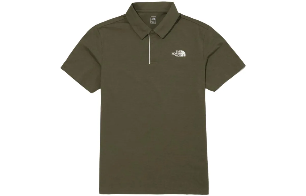 THE NORTH FACE Polo Shirts Men's Dark Green Polo Collar Moderate Straight Fit