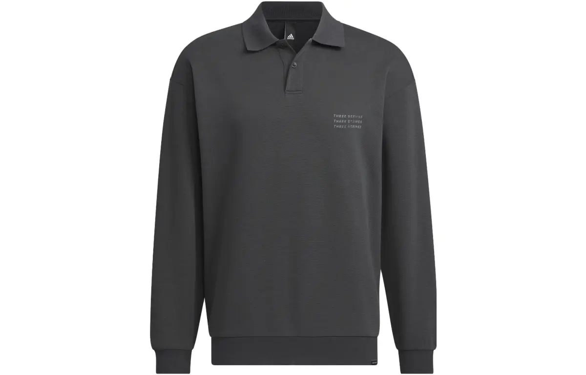 Adidas Polo Shirts Men's Carbon Black Polo Collar Moderate Straight Fit