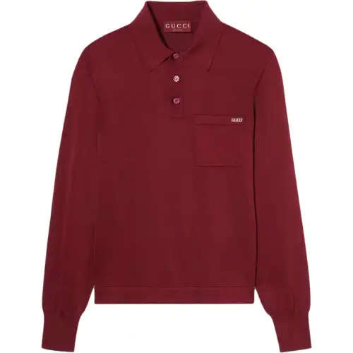 GUCCI Fine Silk Polo Top
