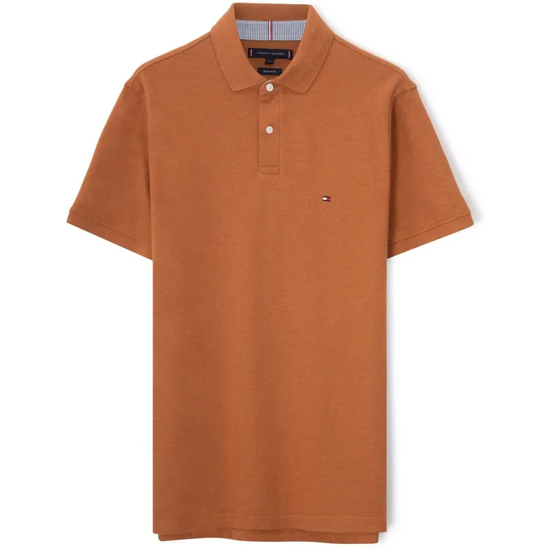 Tommy Hilfiger Polo Shirts Men's Dark Khaki HIJ Polo Collar Moderate Straight Fit